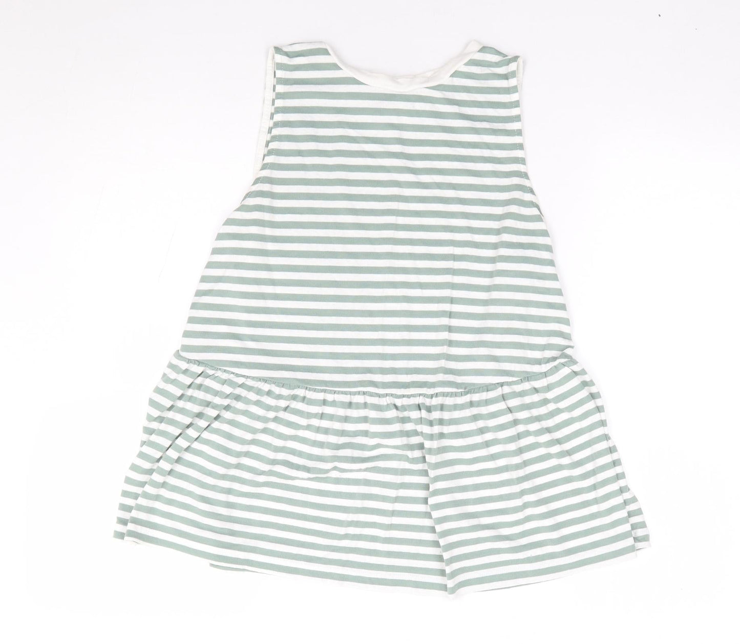 ASOS Womens Green Striped Polyester Jersey Tank Size 8 Crew Neck - Peplum