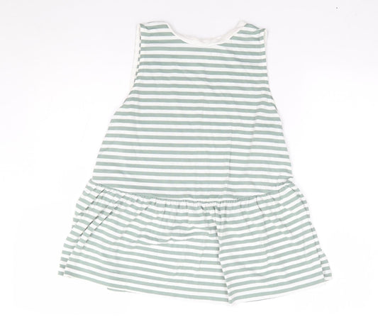 ASOS Womens Green Striped Polyester Jersey Tank Size 8 Crew Neck - Peplum