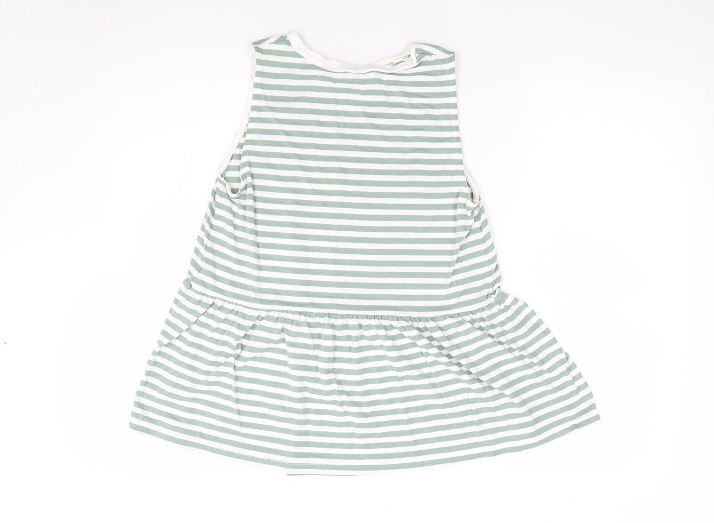 ASOS Womens Green Striped Polyester Jersey Tank Size 8 Crew Neck - Peplum