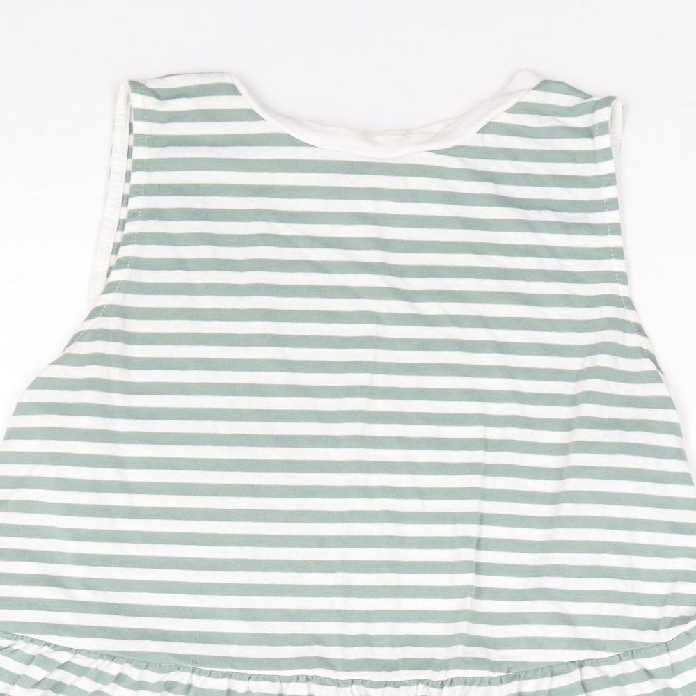 ASOS Womens Green Striped Polyester Jersey Tank Size 8 Crew Neck - Peplum