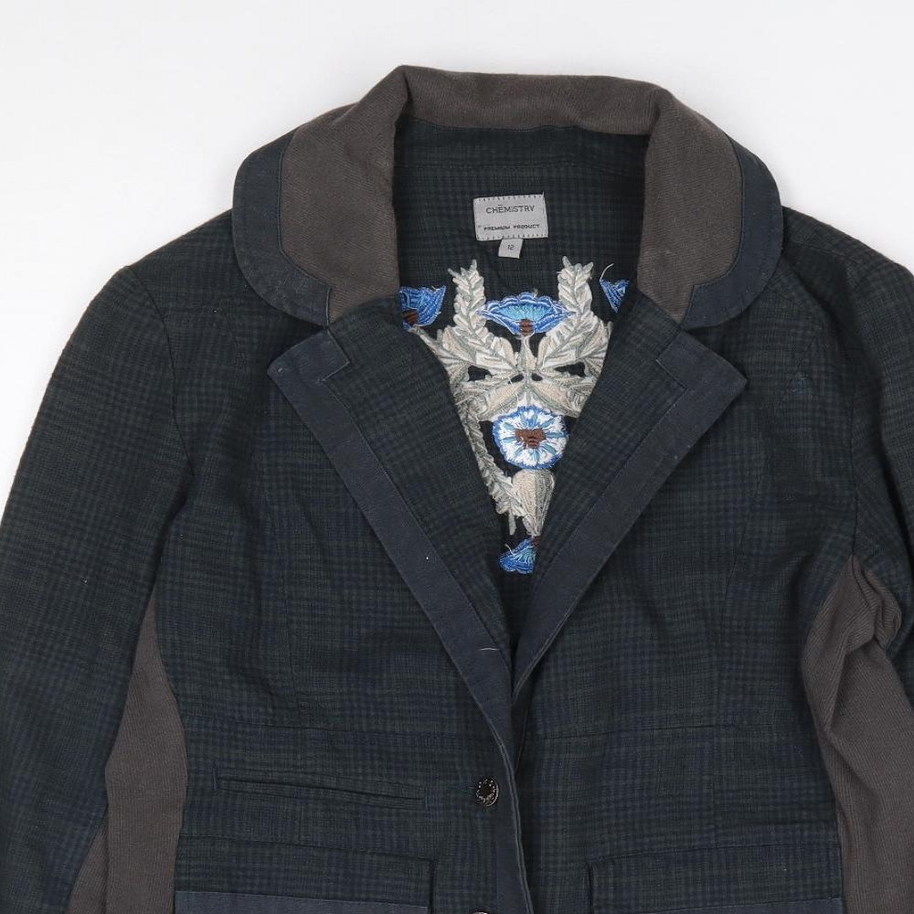 Chemistry Womens Green Plaid  Jacket  Size 12  Button