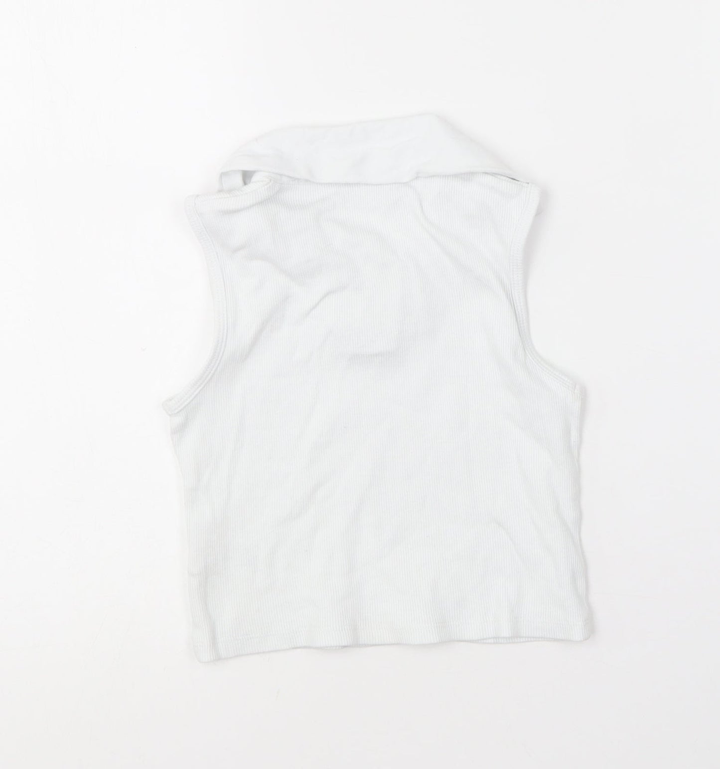 Matalan Girls White  Cotton Basic Tank Size 6 Years Collared