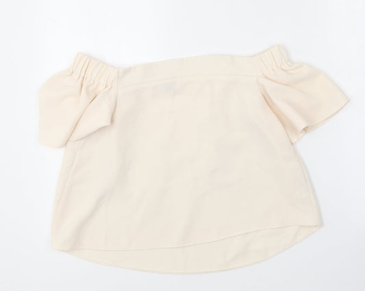 Topshop Womens Ivory  Polyester Basic Blouse Size 6 Off the Shoulder