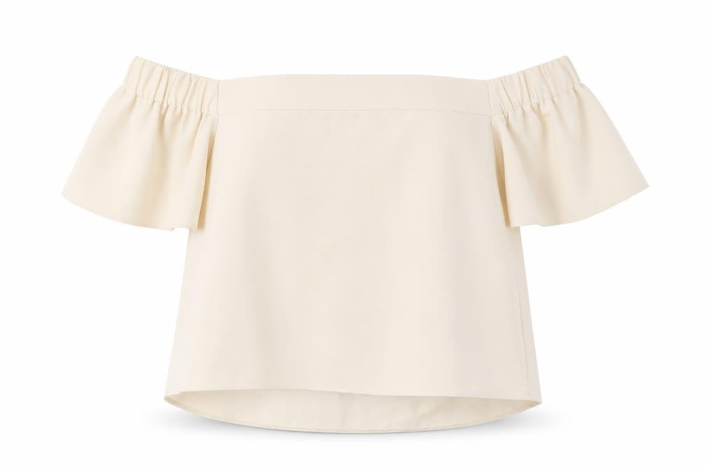 Topshop Womens Ivory  Polyester Basic Blouse Size 6 Off the Shoulder