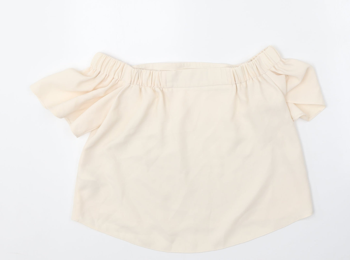 Topshop Womens Ivory  Polyester Basic Blouse Size 6 Off the Shoulder