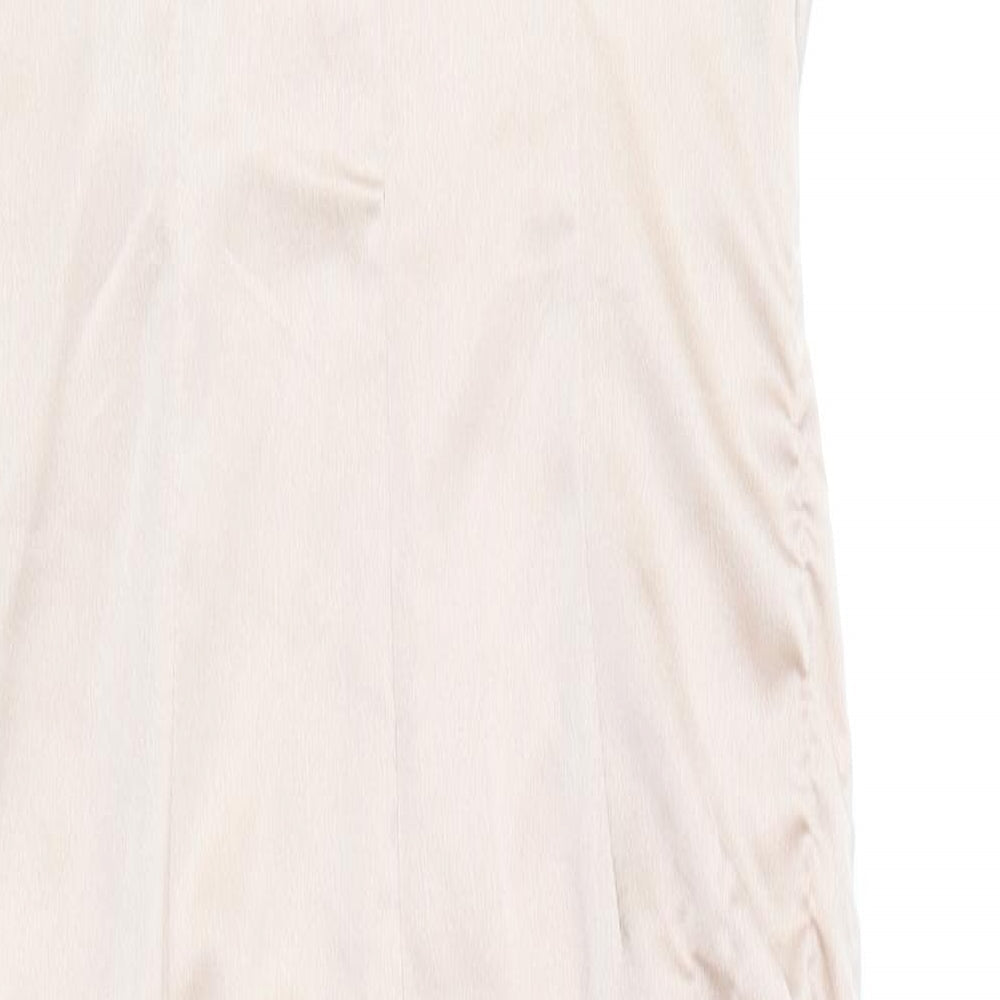 PRETTYLITTLETHING Womens Gold  Polyester Slip Dress  Size 4  Square Neck