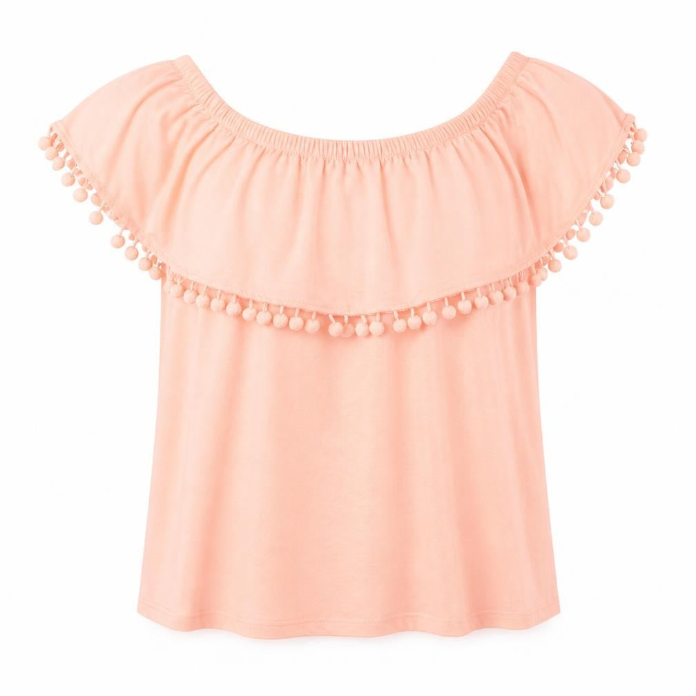 Atmosphere Womens Pink  Polyester Basic T-Shirt Size 8 Off the Shoulder