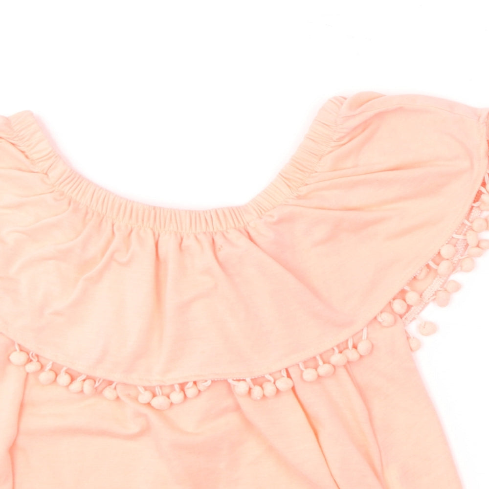 Atmosphere Womens Pink  Polyester Basic T-Shirt Size 8 Off the Shoulder