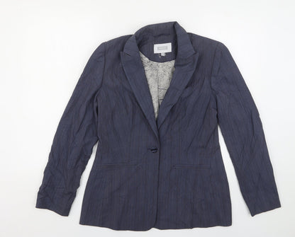 Next Womens Blue Striped Polyester Jacket Suit Jacket Size 10