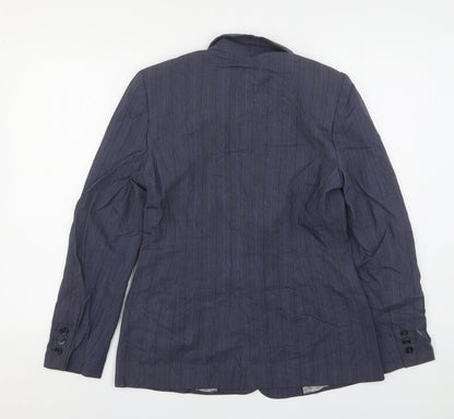 Next Womens Blue Striped Polyester Jacket Suit Jacket Size 10