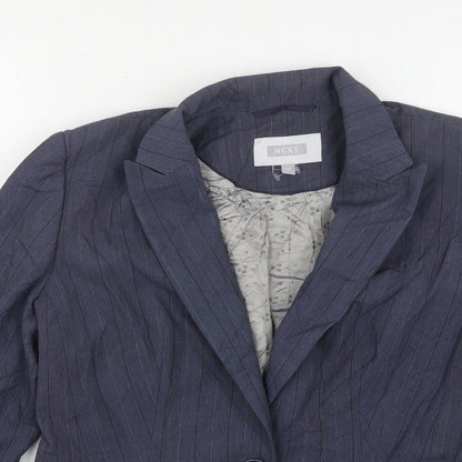 Next Womens Blue Striped Polyester Jacket Suit Jacket Size 10