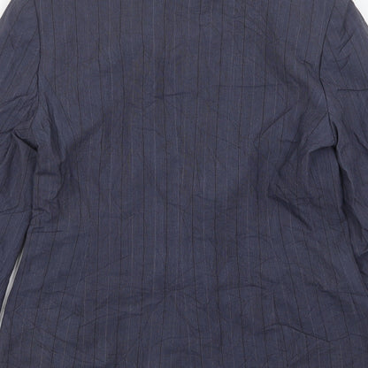 Next Womens Blue Striped Polyester Jacket Suit Jacket Size 10