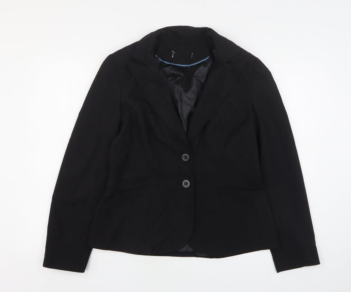 Preworn Womens Black  Polyester Jacket Suit Jacket Size 14