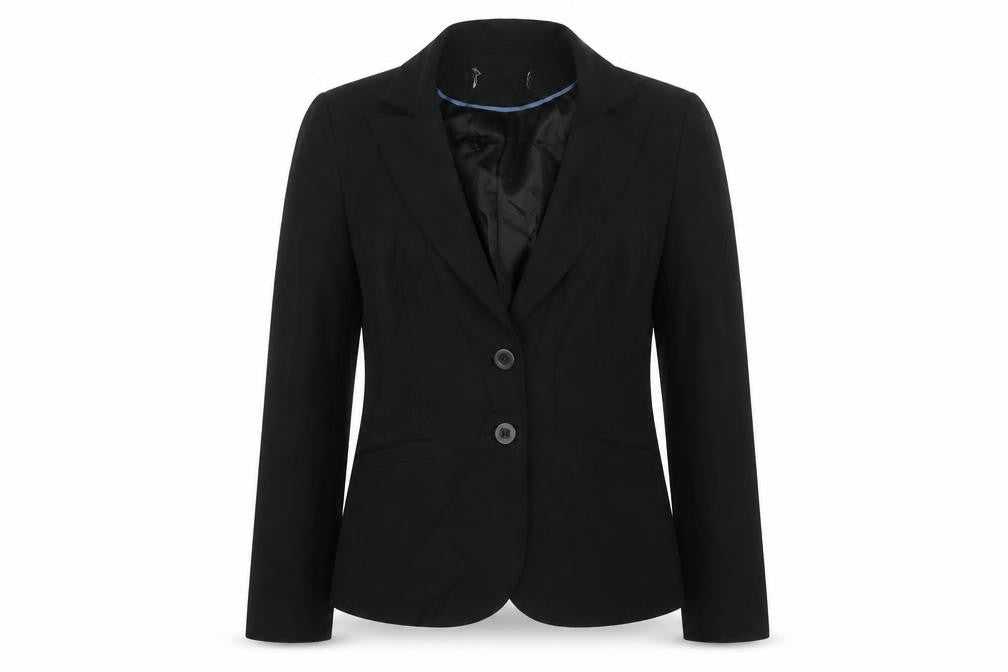Preworn Womens Black  Polyester Jacket Suit Jacket Size 14