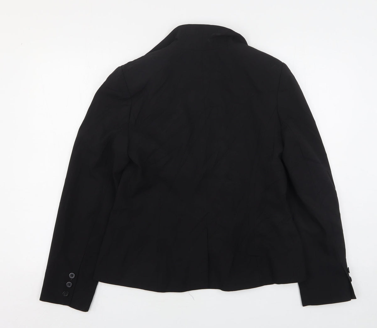 Preworn Womens Black  Polyester Jacket Suit Jacket Size 14