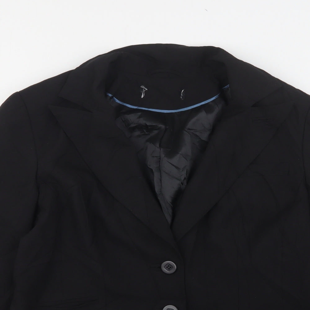 Preworn Womens Black  Polyester Jacket Suit Jacket Size 14