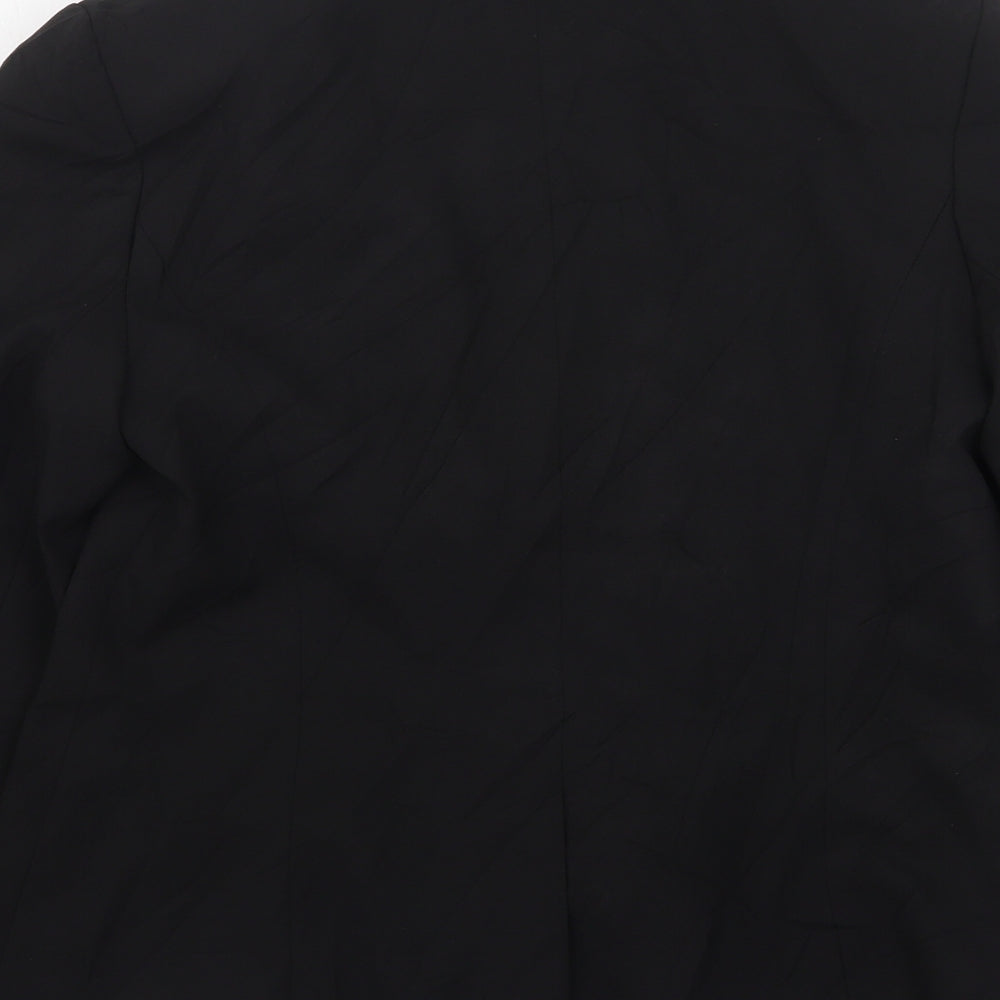 Preworn Womens Black  Polyester Jacket Suit Jacket Size 14
