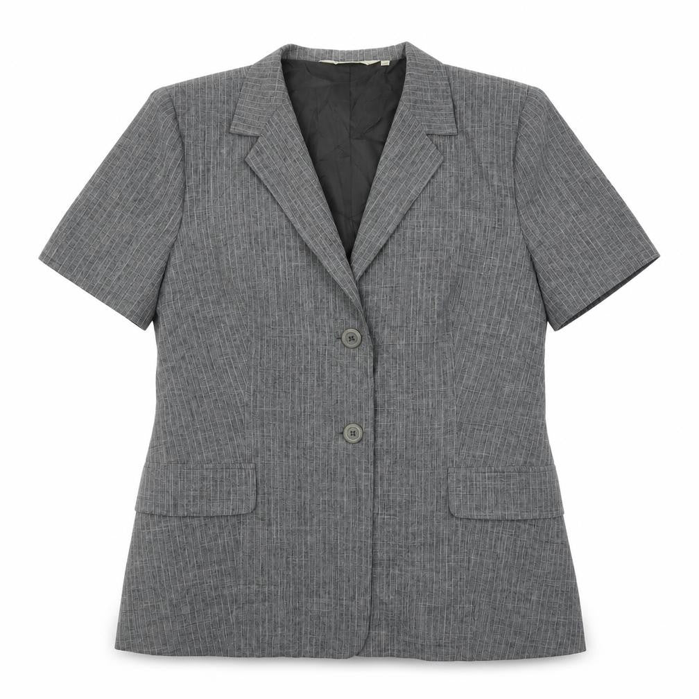 Prima Womens Grey Striped Polyester Jacket Suit Jacket Size 16