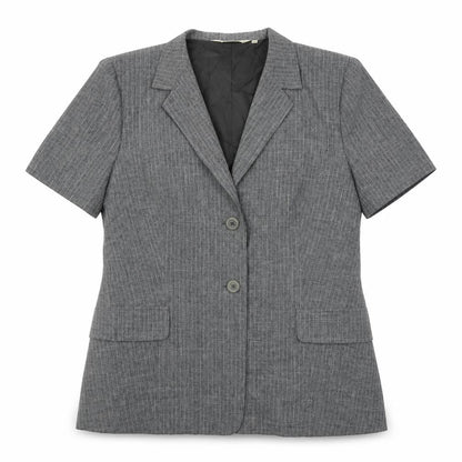 Prima Womens Grey Striped Polyester Jacket Suit Jacket Size 16