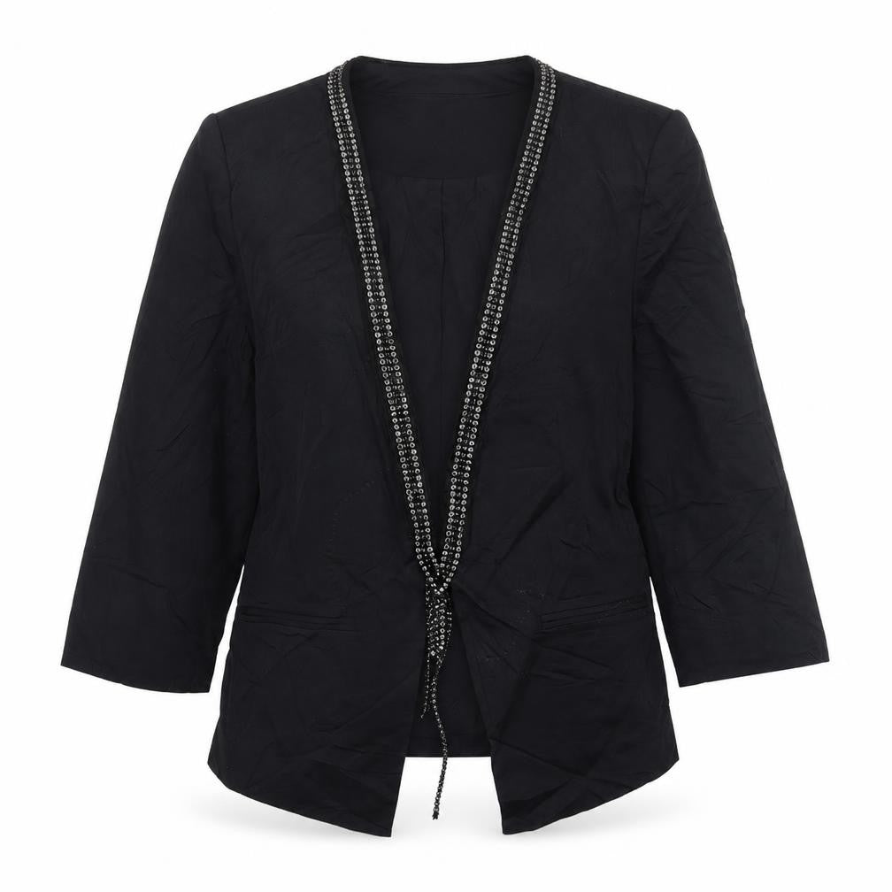 Et Vous Womens Black  Cotton Jacket Blazer Size 10