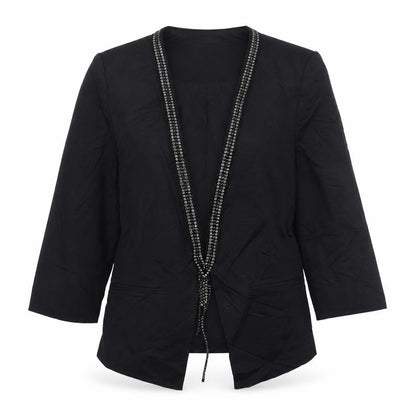 Et Vous Womens Black  Cotton Jacket Blazer Size 10