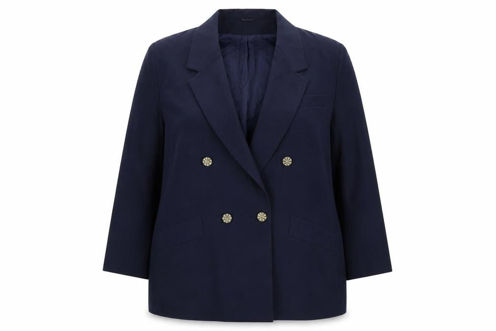 Preworn Womens Blue  Polyester Jacket Suit Jacket Size 18