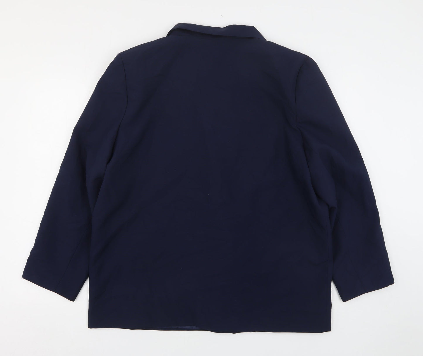 Preworn Womens Blue  Polyester Jacket Suit Jacket Size 18