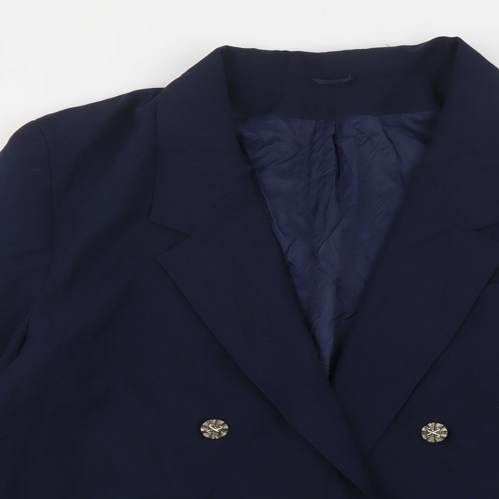 Preworn Womens Blue  Polyester Jacket Suit Jacket Size 18