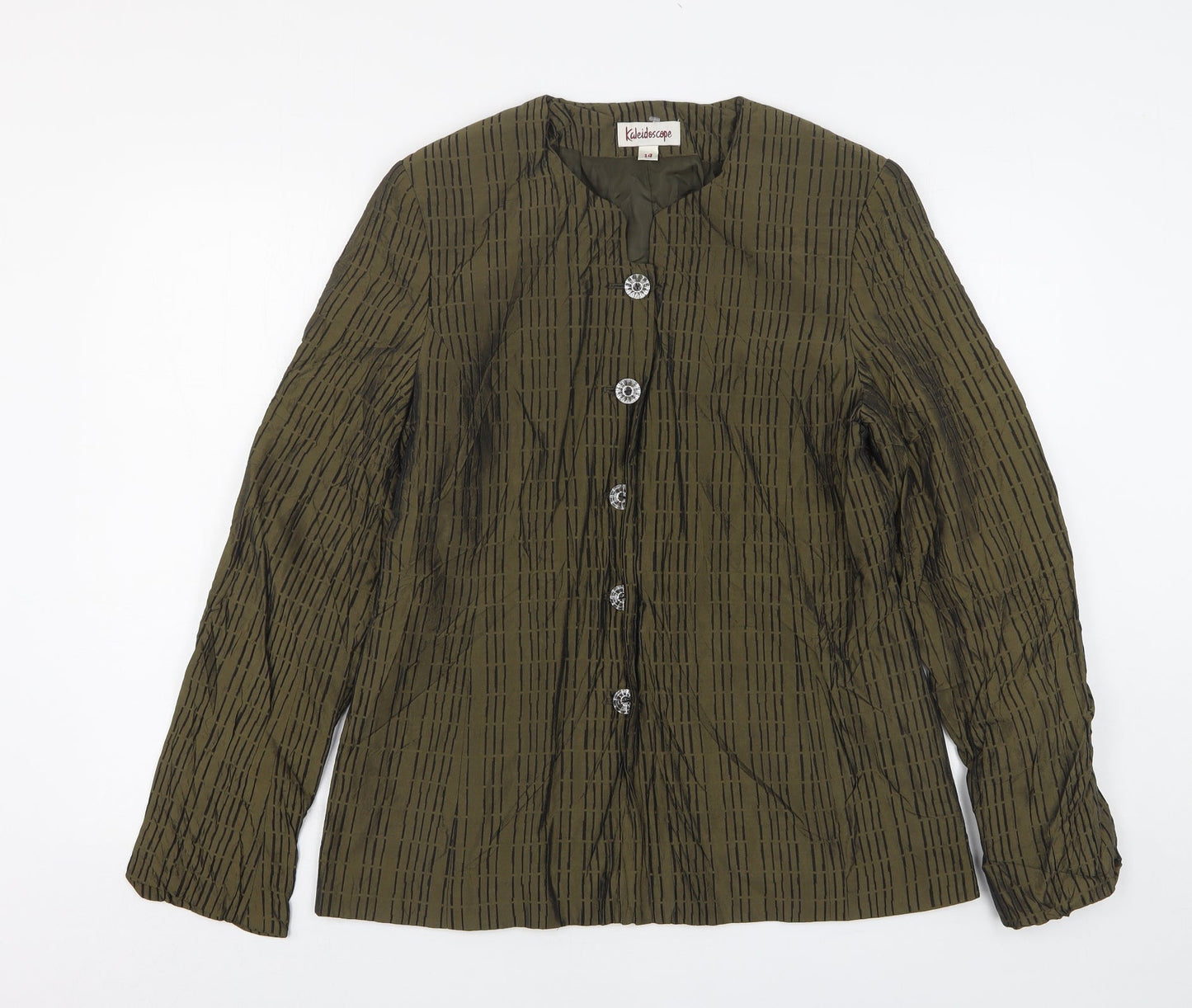 Kaleidoscope Womens Green Striped Silk Jacket Suit Jacket Size 14