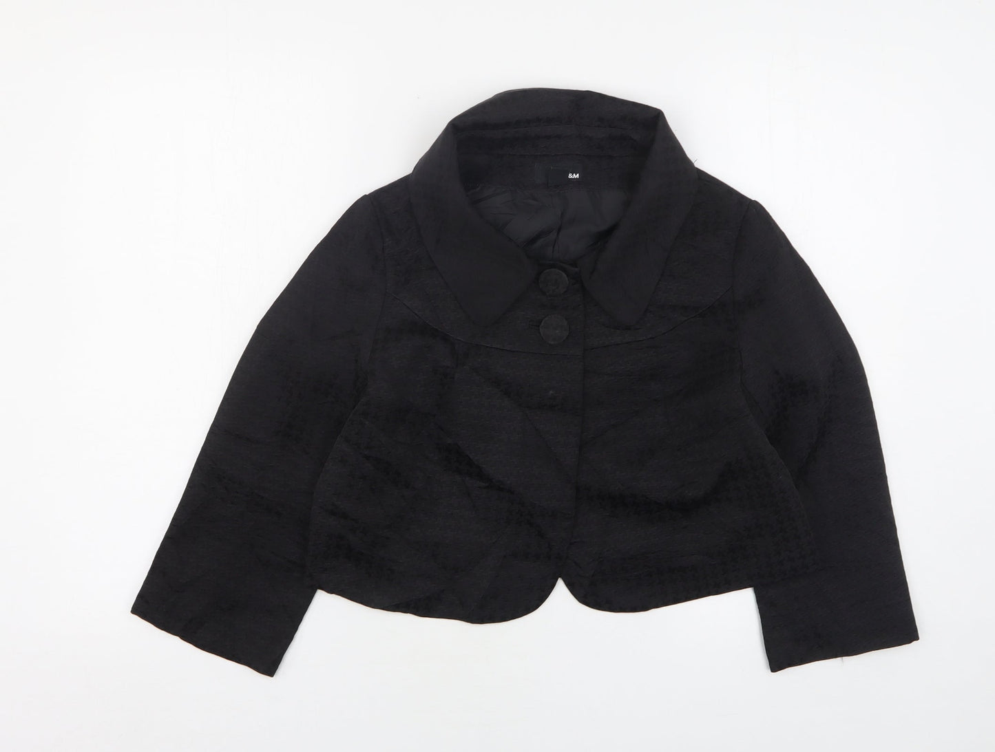 H&M Womens Black Houndstooth  Jacket  Size 8
