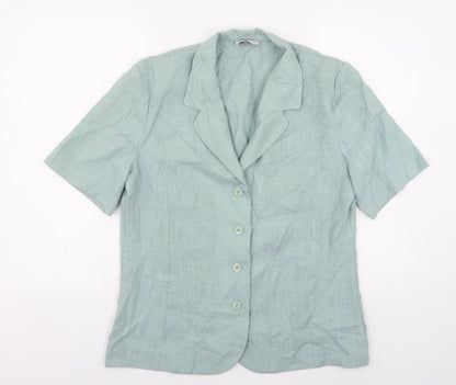 Paul Separates  Womens Green  Polyester Basic Button-Up Size 14 Collared