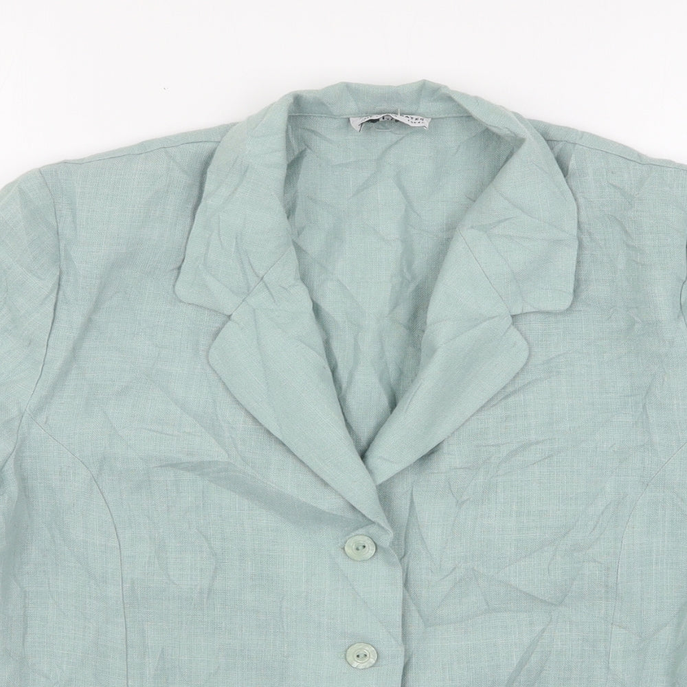 Paul Separates  Womens Green  Polyester Basic Button-Up Size 14 Collared