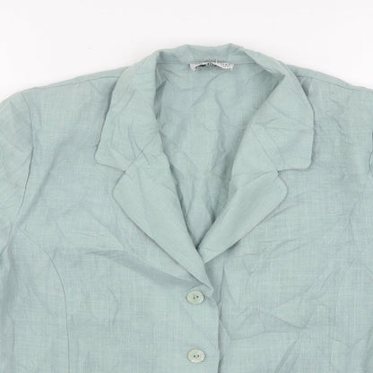 Paul Separates  Womens Green  Polyester Basic Button-Up Size 14 Collared