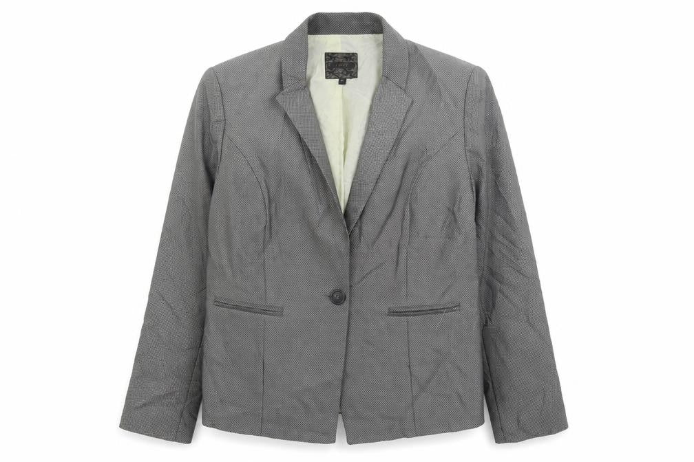 NEXT Womens Grey Geometric Polyester Jacket Suit Jacket Size 16