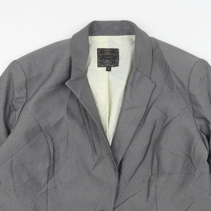 Next Womens Grey Geometric Polyester Jacket Suit Jacket Size 16