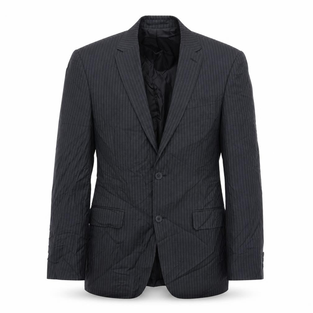 Karl Jackson  Mens Grey Striped Polyester Jacket Suit Jacket Size 38