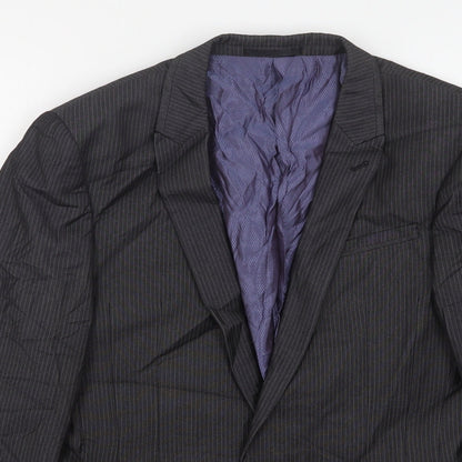 Next Mens Grey Striped Polyester Jacket Suit Jacket Size 36
