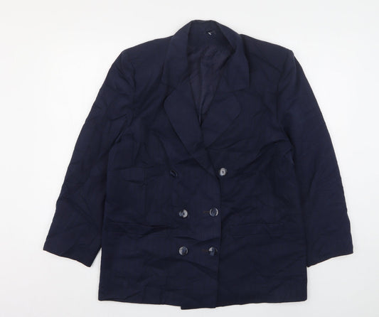 CandA Womens Blue  Polyester Jacket Suit Jacket Size 14