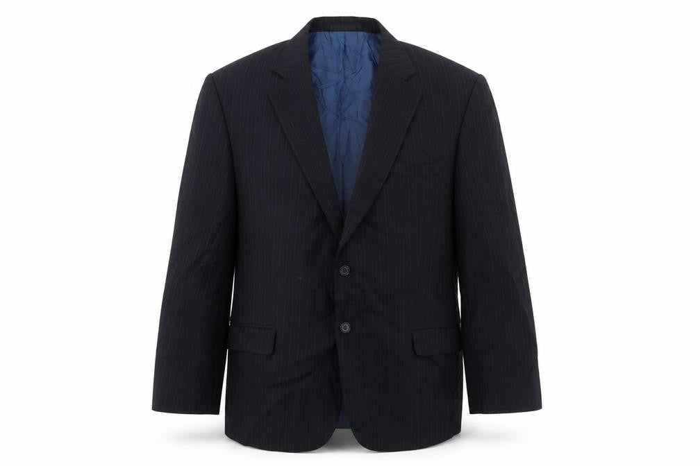 Marks & Spencer Mens Black Striped Wool Jacket Suit Jacket Size 44