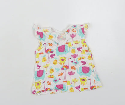Dunnes Girls Multicoloured Geometric Cotton Basic Tank Size 3-6 Months Round Neck
