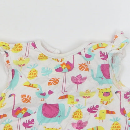 Dunnes Girls Multicoloured Geometric Cotton Basic Tank Size 3-6 Months Round Neck