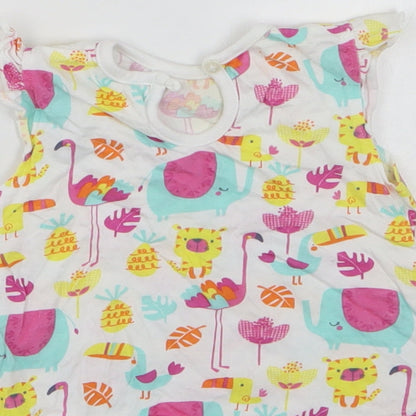 Dunnes Girls Multicoloured Geometric Cotton Basic Tank Size 3-6 Months Round Neck