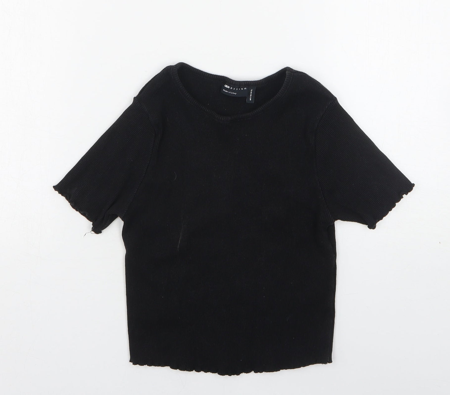 ASOS Womens Black  Polyester Basic T-Shirt Size 8 Round Neck