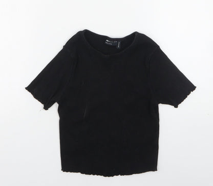 ASOS Womens Black  Polyester Basic T-Shirt Size 8 Round Neck