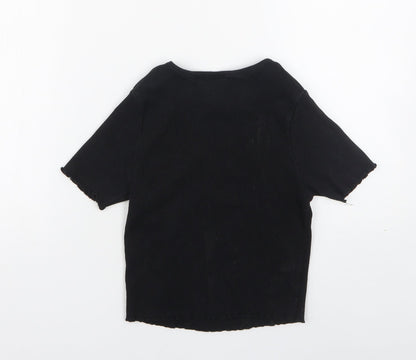 ASOS Womens Black  Polyester Basic T-Shirt Size 8 Round Neck