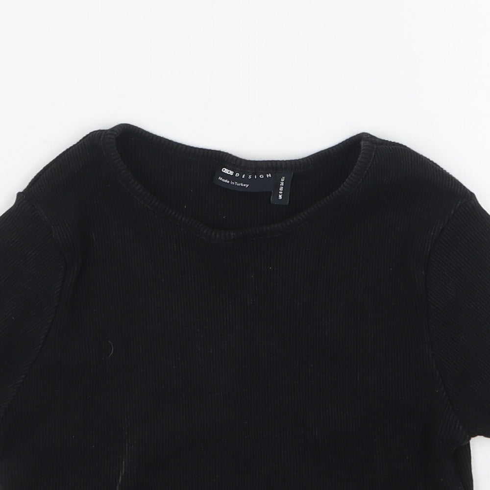 ASOS Womens Black  Polyester Basic T-Shirt Size 8 Round Neck