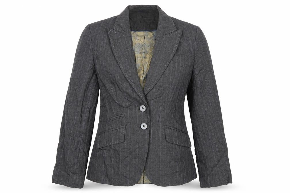 NEXT Womens Grey Striped Wool Jacket Suit Jacket Size 10