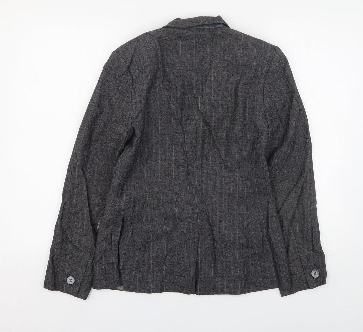 NEXT Womens Grey Striped Wool Jacket Suit Jacket Size 10