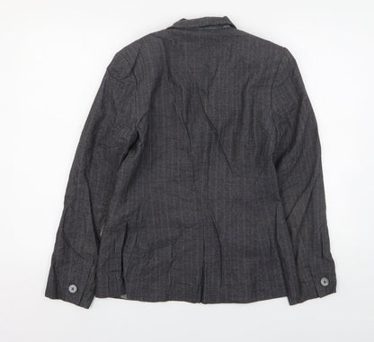 Next Womens Grey Striped Wool Jacket Suit Jacket Size 10