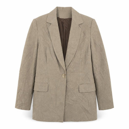Essentials  Womens Beige  Polyester Jacket Suit Jacket Size 12